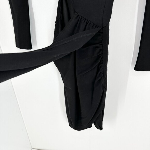 NBD Dress Womens Small Black Cut Out Solid Long Sleeve Asymmetrical Mini - Picture 7 of 11